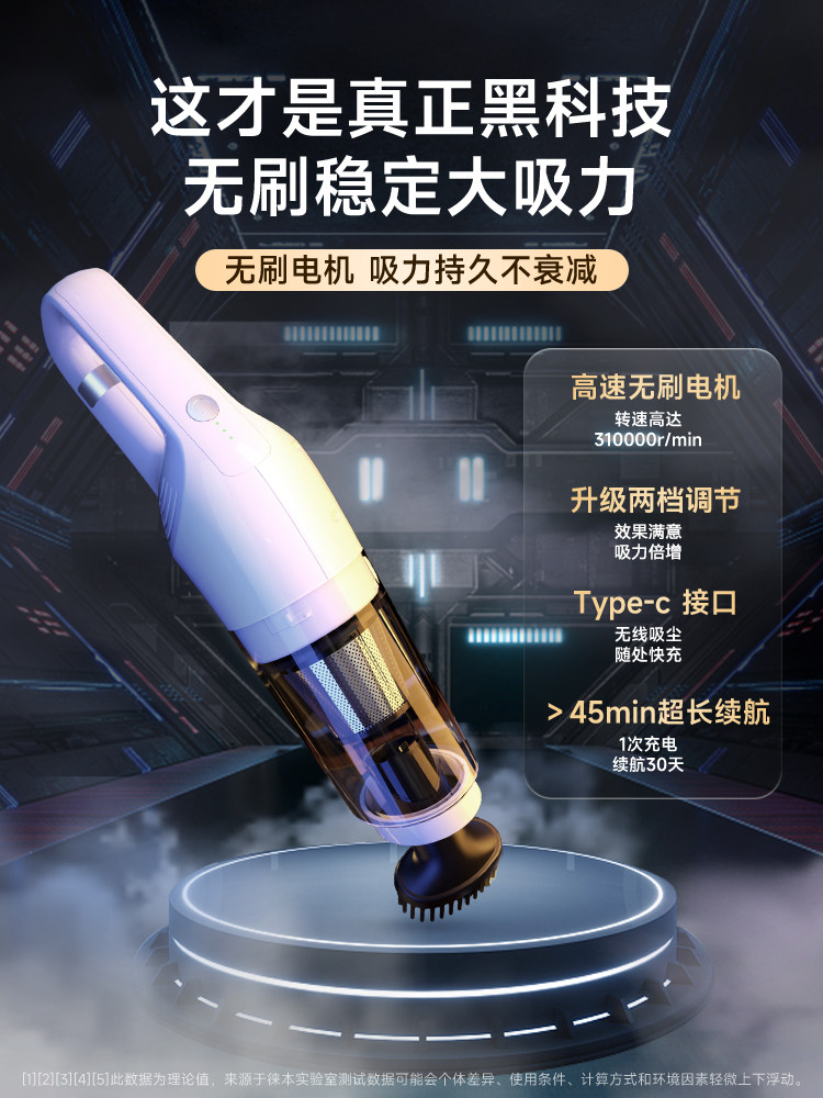 Car Vacuum Cleaner with Strong Suction for Car Interiors, Ultra-Powerful Wireless Charging, Small Mini Handheld Type for Sofa and Home Use