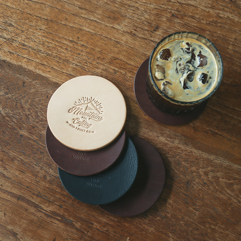 Reforged Italian Tannic Leather Cup Cushion Head Layer Bull Leather Hand Work Coffee Whisky Tea Care to be customized