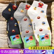 Vớ mè đường phố Hàn Quốc Mua sắm Lady Cartoon Cotton Vớ Dễ thương Nhập khẩu Dongdaemun Vớ SesameStreet - Vớ hàng tuần