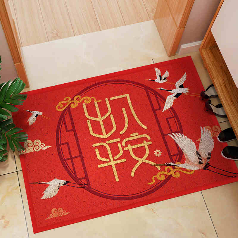 Access safety door mats household Chinese-style festive red floor mats entry door silk circle gate entrance door plastic foot mat