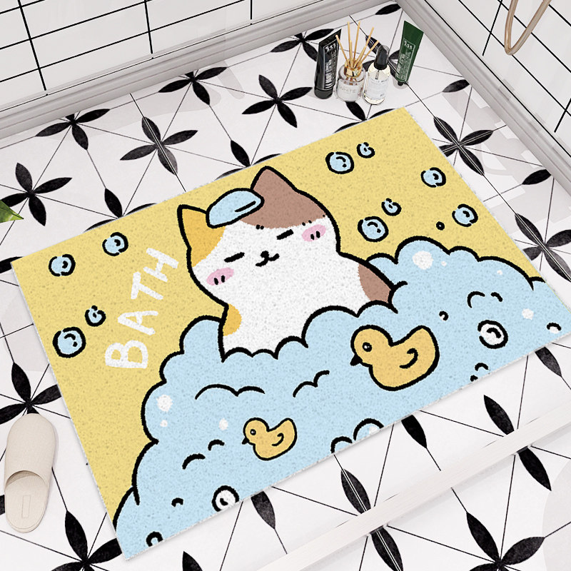 Cartoon bathroom toilet non-slip mat Bath room full of carpet toilet mat Hollow household anti-fall mat