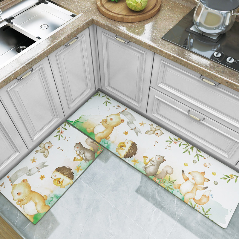 Kitchen floor mats can be scrubbed PVC floor mats long strip floor mats household non-slip oil-proof waterproof door mats household floor mats