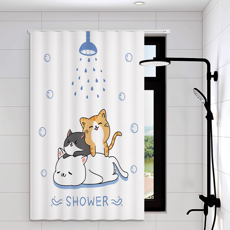 Bathroom toilet curtain perforated to install toilet small window shielded curtain waterproof anti-walking light anti-peep curtain-Taobao