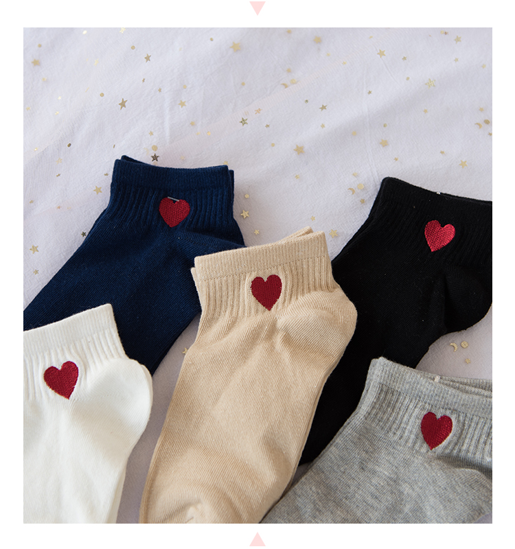 Cửa hàng nhỏ Trái tim mùa xuân đỏ và mùa hè vớ ngắn bằng cotton [bốn đôi thư] vớ cao