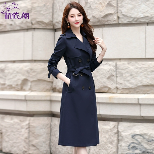 Длинный осенний плащ, элитное пальто, средней длины, премиум класс, в британском стиле, яркий броский стиль