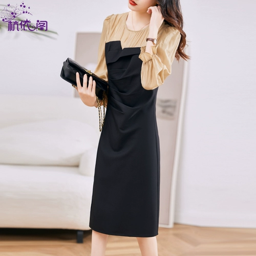 Весеннее осеннее платье, весенний лонгслив, юбка, изысканный стиль, 2025 года, городской стиль, по фигуре