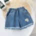 Quần short denim bé gái, quần mùa hè trẻ em kiểu ngoại, kiểu mới mùa hè, kiểu dáng mỏng, trẻ lớn, trẻ sơ sinh, hoang triều - Quần jean Quần jean