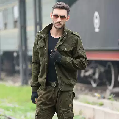 Outdoor leisure military fans multi-pocket tooling flight jacket men's autumn and winter loose tide brand top cotton stand-up collar jacket