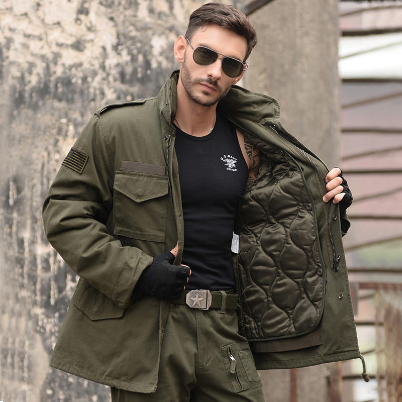 Outdoor casual camouflage field M65 trench coat in the long male military fans thickenable inner tank training tactical coat