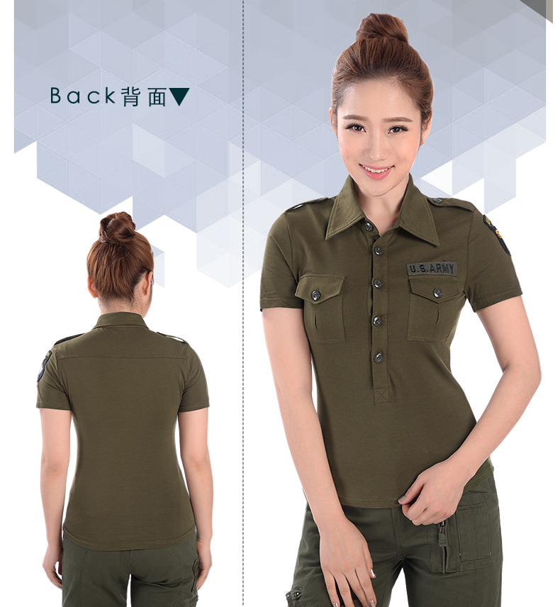 Đội quân hoang dã đích thực mùa hè của phụ nữ nhảy vuông quần áo ngụy trang ngoài trời ngắn tay 6003 áo thun nữ - Những người đam mê quân sự hàng may mặc / sản phẩm quạt quân đội giày cấp tá quân đội