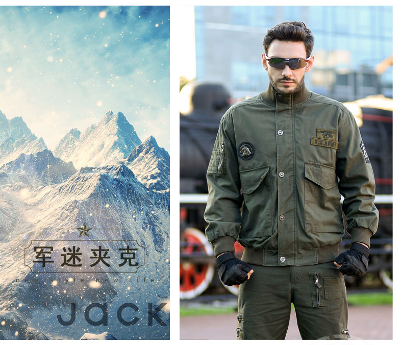 Jun Yexing ngoài trời giải trí quân đội quạt trang phục nam tính cách đích thực cotton cổ áo cổ áo khoác đặc biệt Áo khoác bay - Những người đam mê quân sự hàng may mặc / sản phẩm quạt quân đội quần áo quân đội