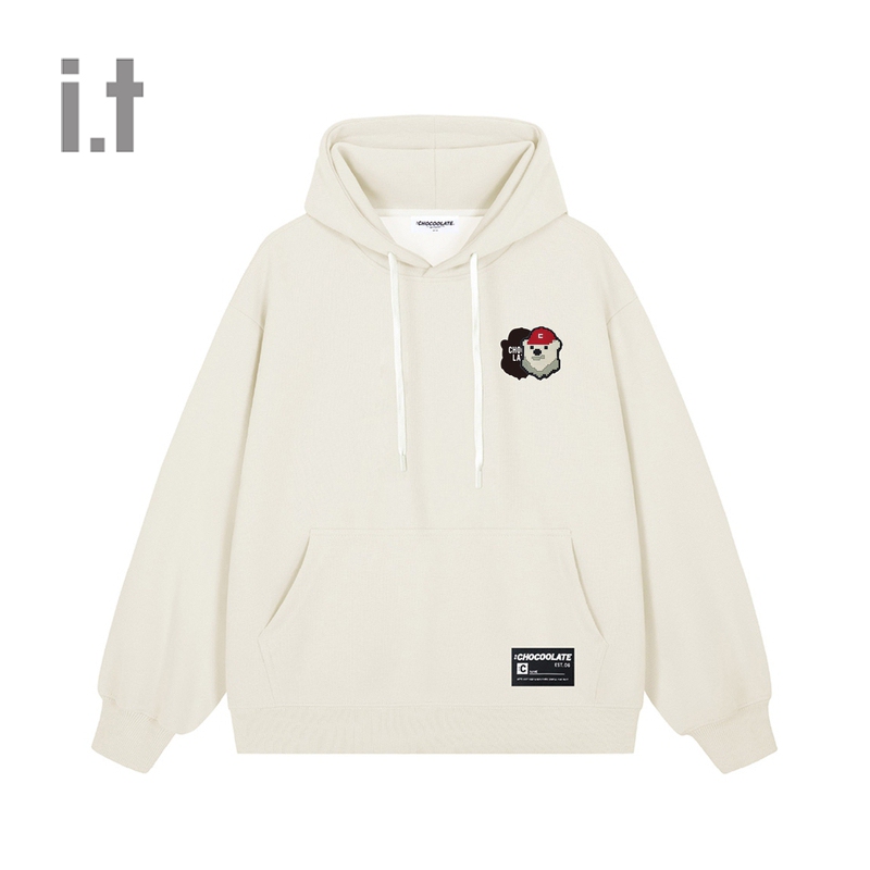 It:Chocoolate Couple's Loose-Fitting Hooded Sweatshirt 2024 Winter New Style Simple Trendy Hoodie K