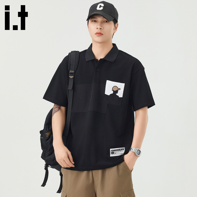It:Chocoolate American Style Polo Shirt for Men, New Summer Embroidered Printed Short-Sleeved Casual Versatile T-Shirt Top It:Chocoolate American Style Polo Shirt for Men, New Summer Embroidered Printed Short-Sleeved Casual Versatile T-Shirt Top
