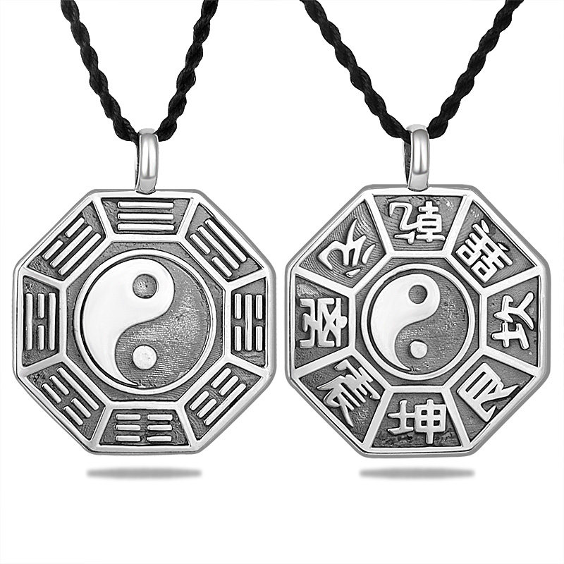 990 foot silver Tai Chi Bagua pendant men's and women's retro necklace pendant Bao Ping Dao Jia Transporter Amulet pendant