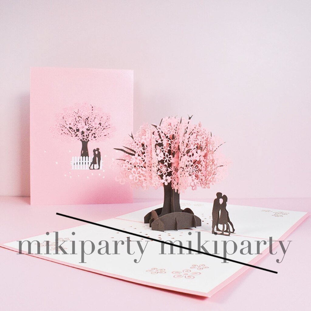 Korean innovative Tanabata Valentine's Day greeting card love blessing handmade 3D three-dimensional card couple cherry blossom