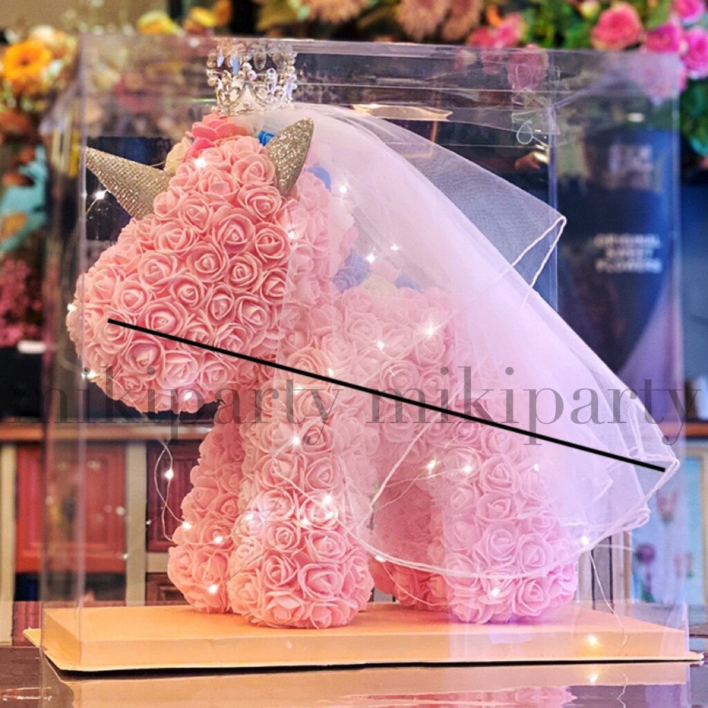 Preserved flower unicorn birthday creative gift March 8th Valentine's Day gift PE foam flower rose goddess festival