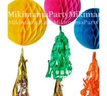 Color New Year honeycomb ball with tassel paper flower ball set birthday party wedding Christmas decoration mall hanging ornament