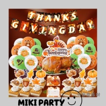 New Thanksgiving Theme Party Decoration Thanks Pull Flag Pumpkin Turkey Cake Insert Balloon Set Festive Arrangement