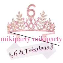 Korean ins birthday party girl 6 years old 16 years old 50 years old GIRL etiquette belt ribbon shoulder strap crown gift set