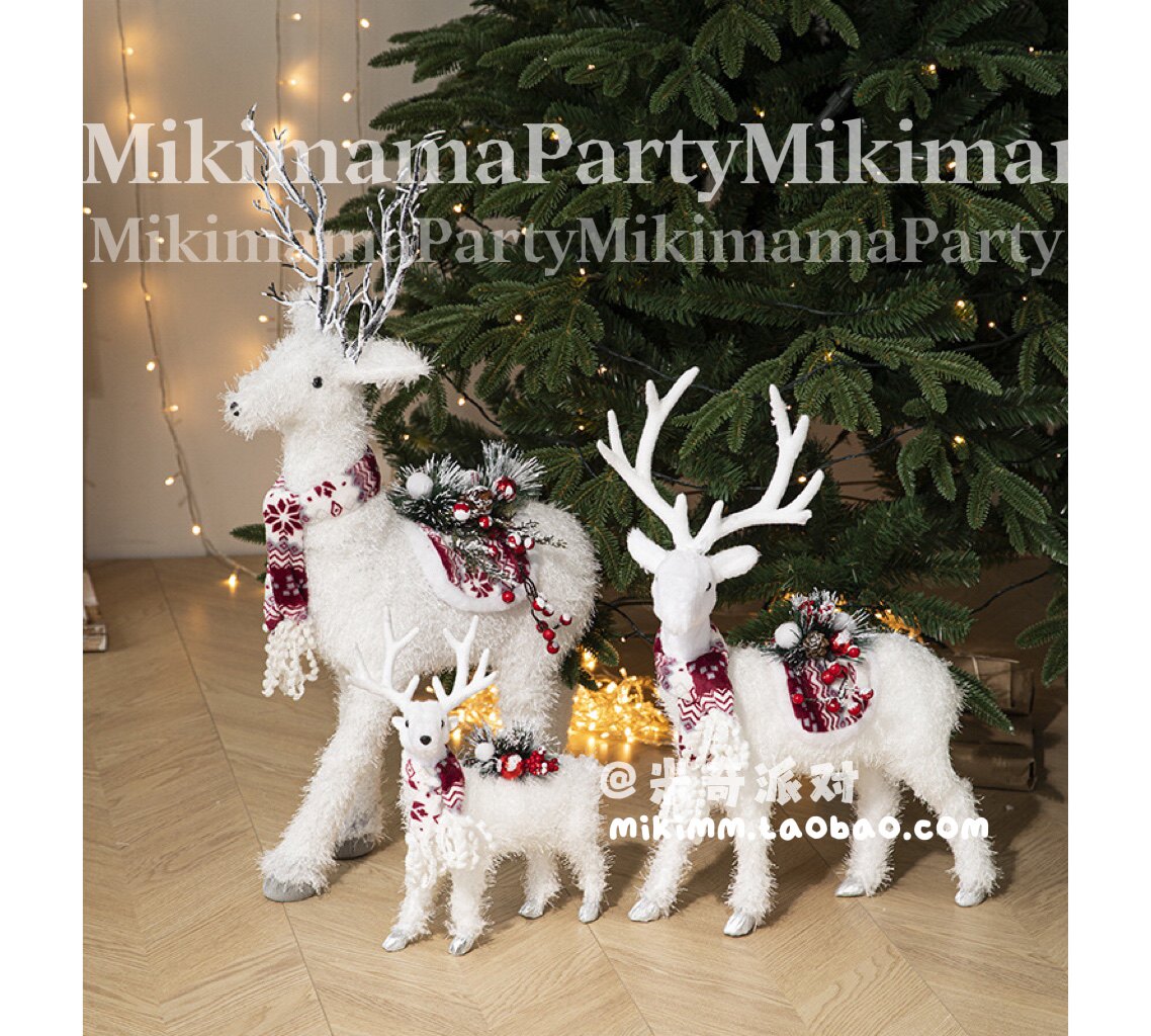 Christmas decorations white elk doll doll home shopping mall window layout Christmas tree decoration