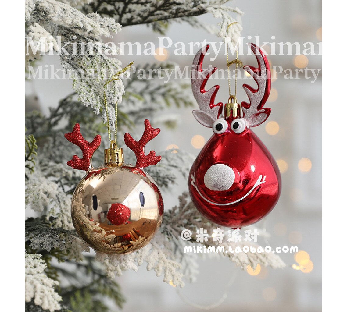 Window Christmas decorations elk scene layout decorations Christmas tree decorations plastic ceiling pendants hanging balls