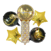 New gold microphone aluminum film balloon entertainment party decoration loud aluminum foil balloon props decoration