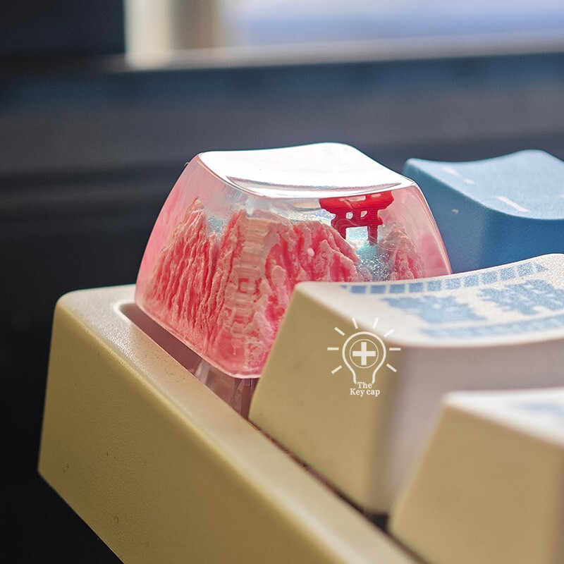 Mechanical Keyboard Snow Mountain Torii Resin Keycaps Personalized Cross Hole Translucent Gift Anime Cute Gift