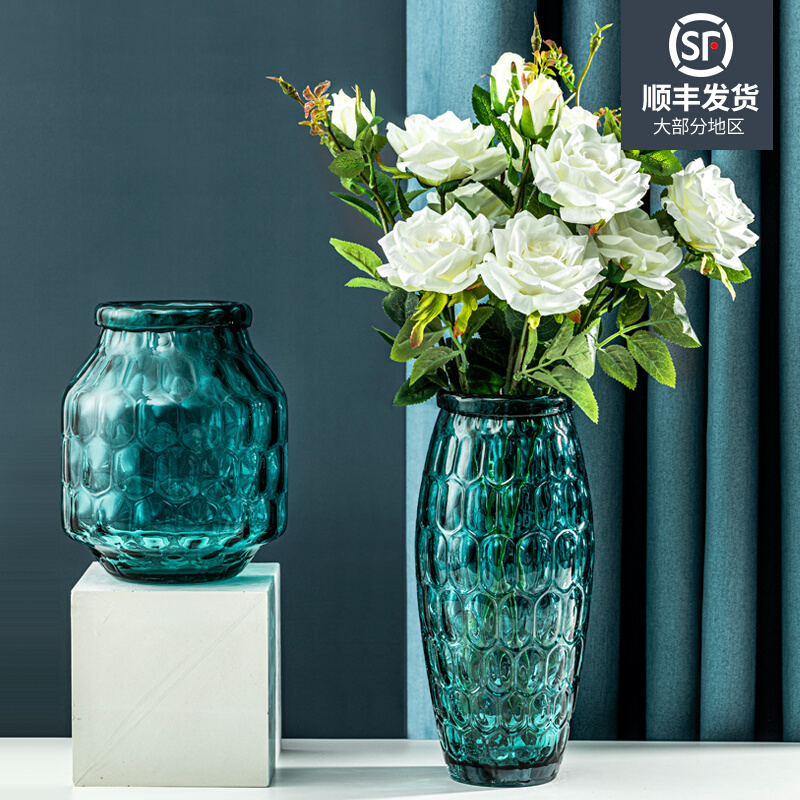 American Ryukyu Light Point Glass Vase Handmade Round Point Creative Floral room Dry flower flower arrangement floral floral decorations