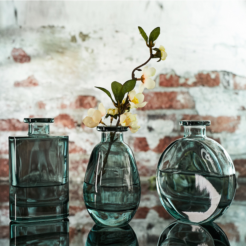 Nordic creative mini glass vase craft gift decoration desktop transparent flower arrangement small vase living room decoration - Taobao
