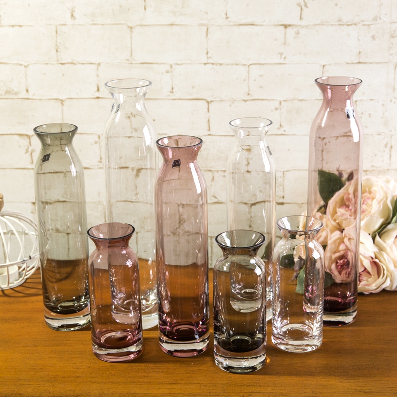 Creative European glass vase funnel bottle straight vase vase home decoration with vase vase