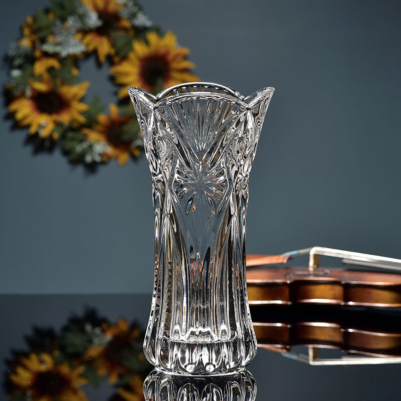 Bollock transparent cabbage phoenix tail crystal glass vase rich bamboo vase countertop flower Ware