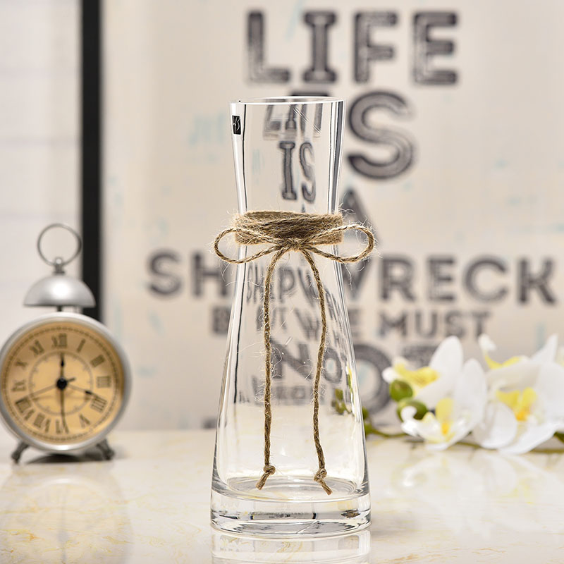 Nordic Creative Bundle Waist Glass Vase Hemp Rope Butterfly Knot Transparent Hydroponic Container Living-room Fresh Flower Inserts-Taobao