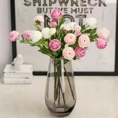 Simulation flower tea rose silk flower fake flower wedding decoration flower living room decoration flower dining table floral art small camellia lotus