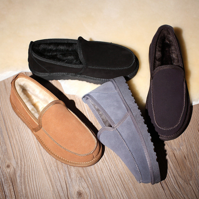 Men's snow boots men's one-foot set winter plus velvet warm cotton shoes men's leather men's boots trendy Korean bread shoes