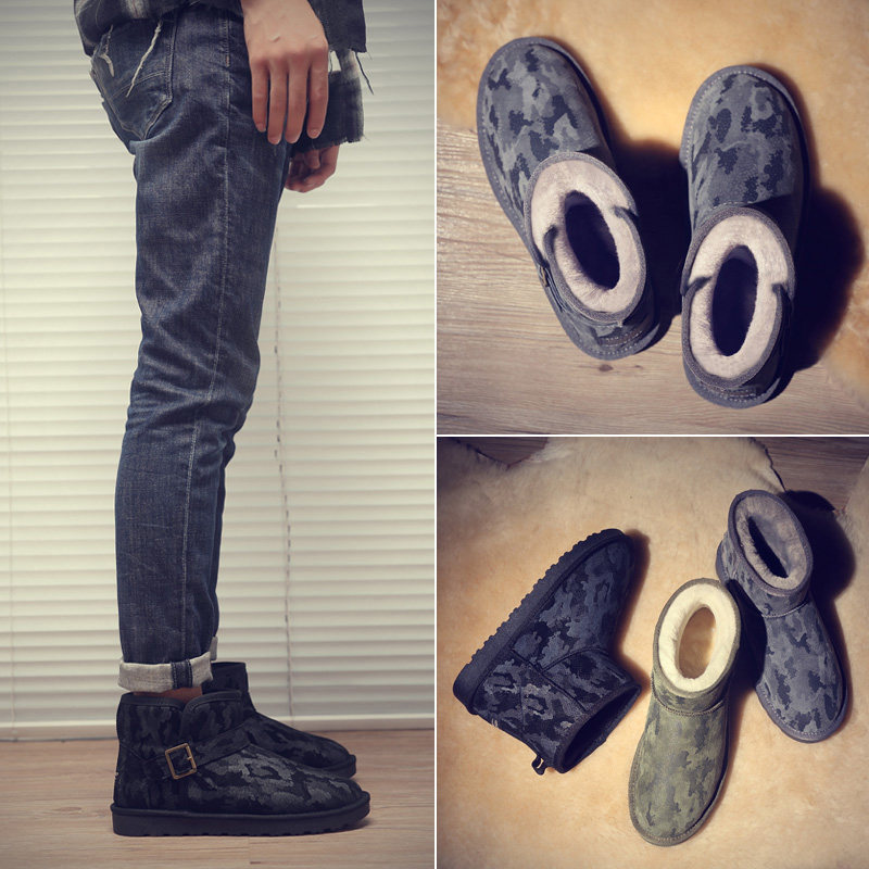 2022 new winter snow boots short boots men's shoes plus velvet warm cotton shoes waterproof tide lovers bread shoes