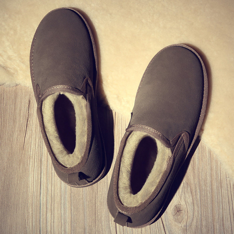 2022 new winter snow boots men's shoes trendy short boots plus velvet warm cotton shoes short leather bread shoes