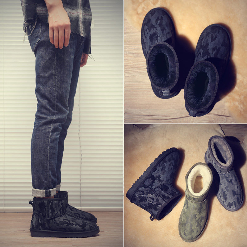 2022 new winter men's snow boots men's short boots plus velvet warm cotton shoes men's waterproof non-slip bread shoes women