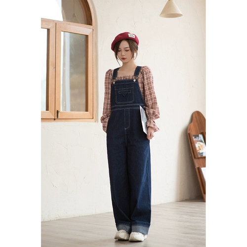 Японский джинсовый комбинезон, весенние штаны, коллекция 2021, свободный прямой крой