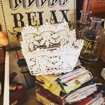 LACESHABYY French Italy imported handmade crochet flower beige lace storage frame