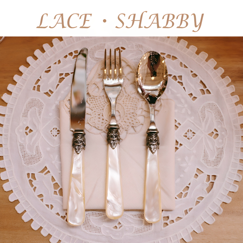 New Imported Retro Tableware European French Luxury Accessible Luxury Mother-Of-Pearl Metal Carving Western Food Knife, Fork and Spoon Set