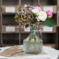 LACESHABBY European style vintage style handlebar transparent glass vase decoration living room flower arrangement hipster