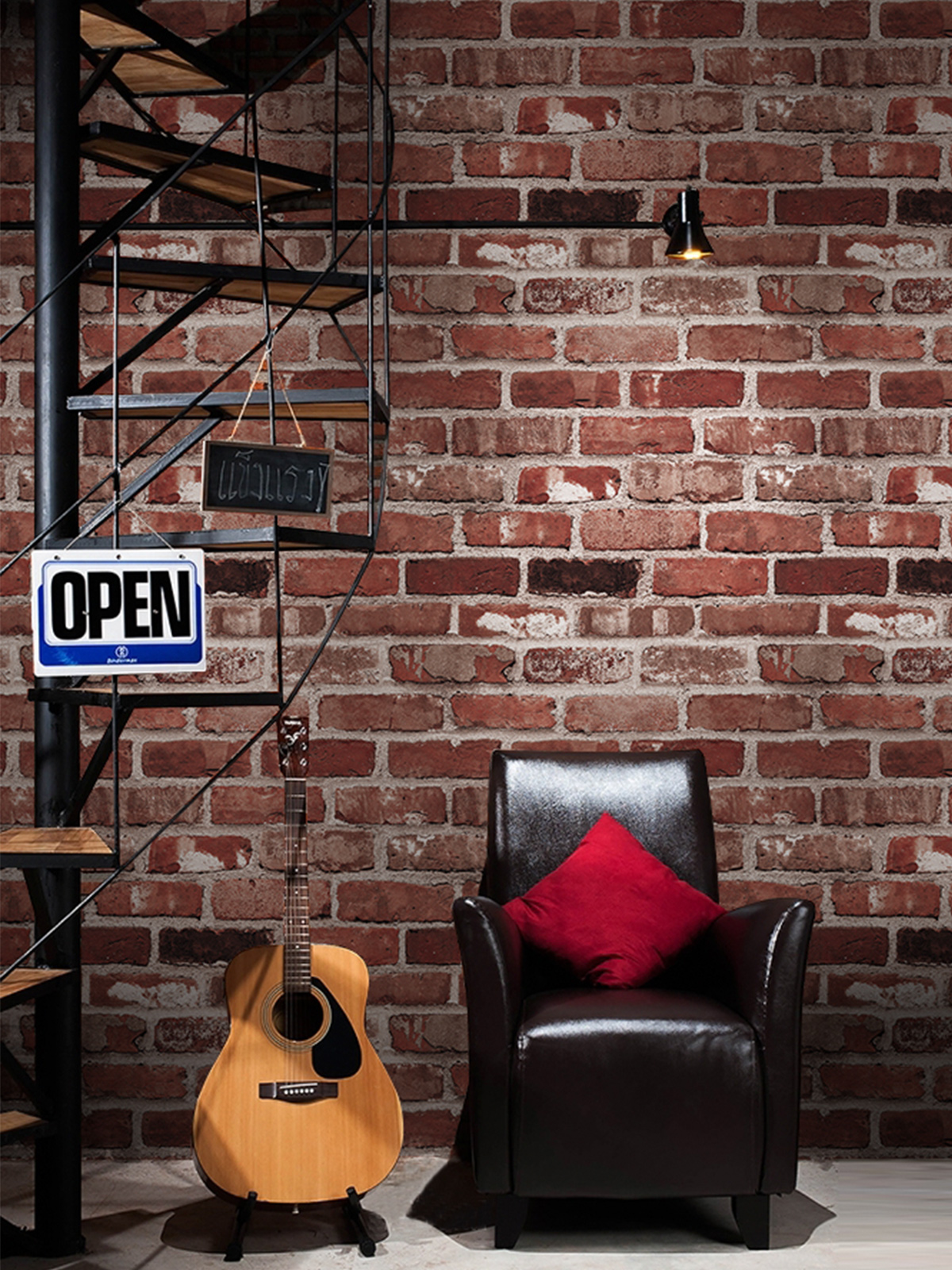 3D three-dimensional retro green brick red brick brick wallpaper shop decoration dining room bar clothing store antique brick wallpaper