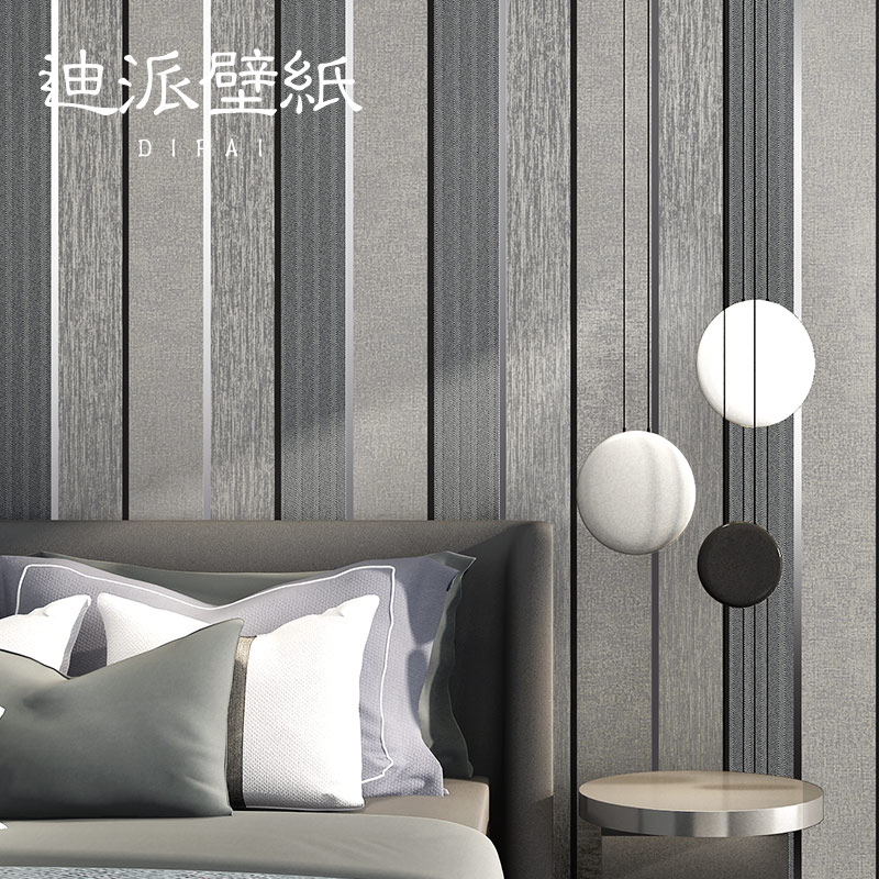 Nordic Unwoven Cloth Grey Vertical Striped Wallpaper Advanced Grey Living Room Bedroom TV Background Wall Wallpaper Modern Brief