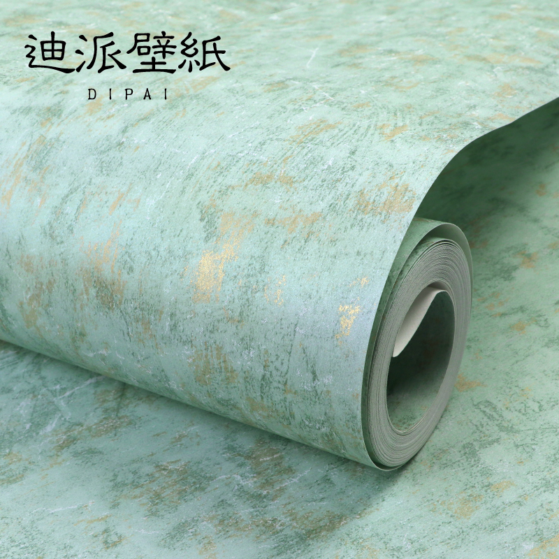 American retro luxury non-woven solid color plain wallpaper Nordic style living room bedroom background wall green wallpaper