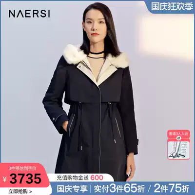 Nalth warm Parker dress women's long winter dress new hooded rabbit fur temperament fur jacket