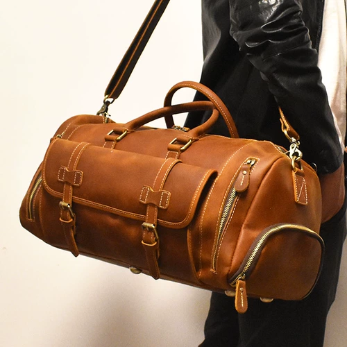 Ретро сумка для путешествий, вместительная и большая сумка на одно плечо, универсальный ремешок для сумки для путешествий, из натуральной кожи