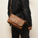 Ретро кожаная сумка через плечо, небольшая сумка, мужская сумка на одно плечо для отдыха, из натуральной кожи