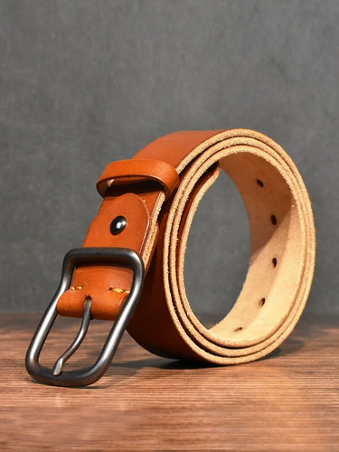 Ретро кожаный ремень, штаны ручной работы для отдыха, увеличенная толщина, из натуральной кожи, 3.8см