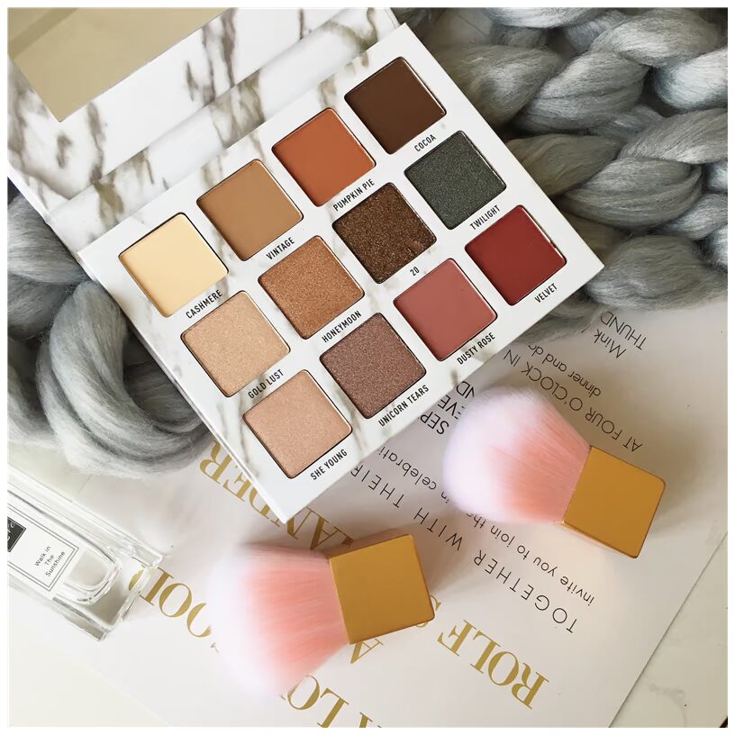 Bảng phấn mắt bằng đá cẩm thạch 12 màu Matte Earth Color Pumpkin Pearl Ins Super Fire Lazy Eyeshadow Girl bảng mắt đẹp
