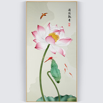 Cross stitch 2020 new Lotus porch vertical version living room household thread embroidery Chinese style own handmade fish figure 2021